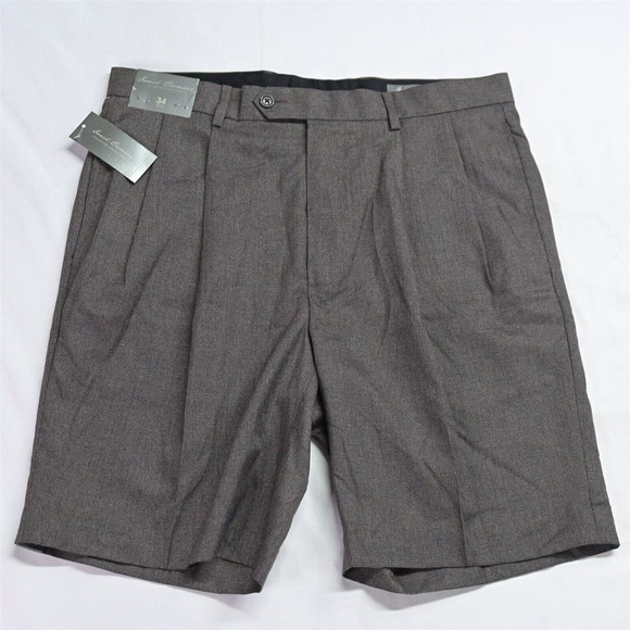 NEW Daniel Cremieux‎ 34 x 9" Brown Woven Pleated Dress Shorts - Picture 1 of 7